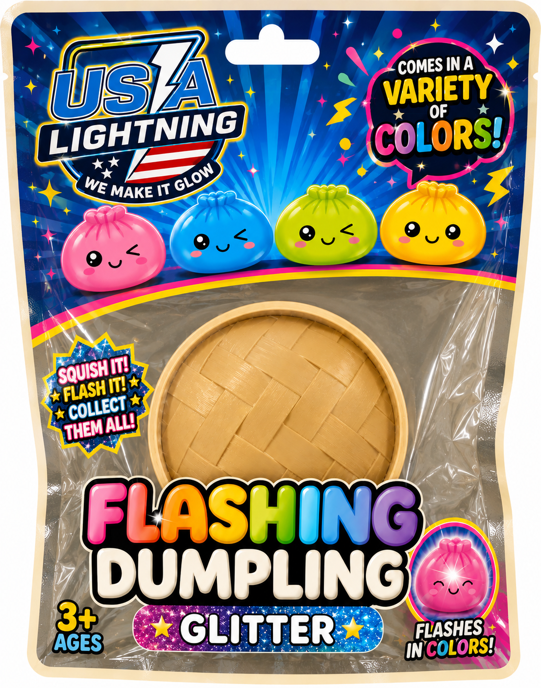 2.25" Light Up Flashing Dumplings with Glitter – Bulk Case of 144 – $1.19 each!